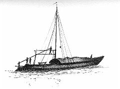 RU - Barca del Volga - da stampa del 1800